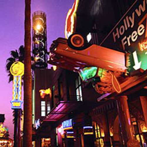 Neon lights at night in Universal Studios