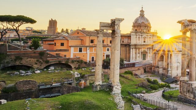 Roman Forum in Rome, Italy at sunrise, international performance tours