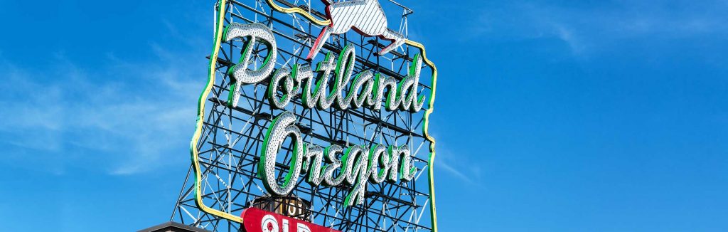 Portland Oregon White Stag sign, portland rose festival tour