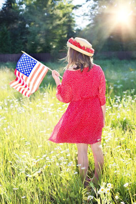 girl with patriotic flag