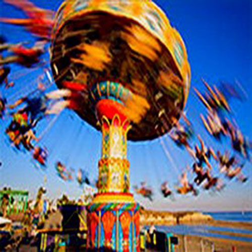 Swings in motion at Six Flags Discover Kingdom in California