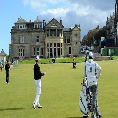 golf game in front of castle